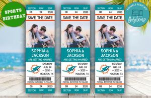 Editable Miami Dolphins Save The Date Wedding Engagement Announcement Ticket Invitation Instant Download