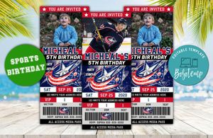 Columbus Blue Jackets Ticket Birthday Editable Templates Instant Download