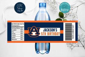 Printable Auburn Tigers Water Bottle Labels Instant Download