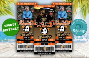 Editable Anaheim Ducks Birthday Ticket Invitations Instant Download