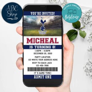 Electronic Tottenham Birthday Invitation Instant Download