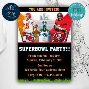 Printable Superbowl Party Invites Instant Download