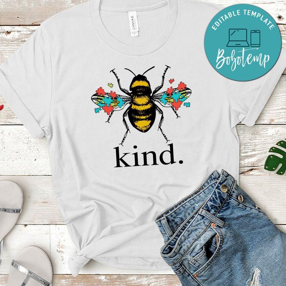Autism Awareness Bee Kind Puzzle Shirt