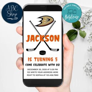 Electronic Anaheim Ducks Electronic Invite Birthday Flyer Template Instant Download
