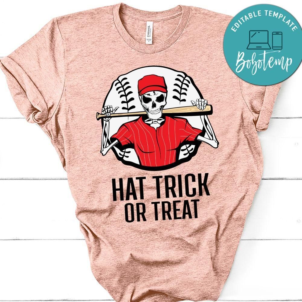 Skeleton Hat Trick or Treat Baseball Shirt Shirt