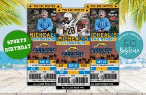 Los Angeles Chargers Ticket Birthday Editable Templates Instant Download