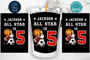 All Star Birthday Capri Sun Juice Label Instant Download