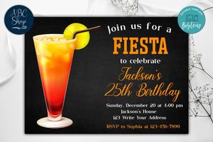 Printable Margarita Fiesta Birthday Invitation Instant Download
