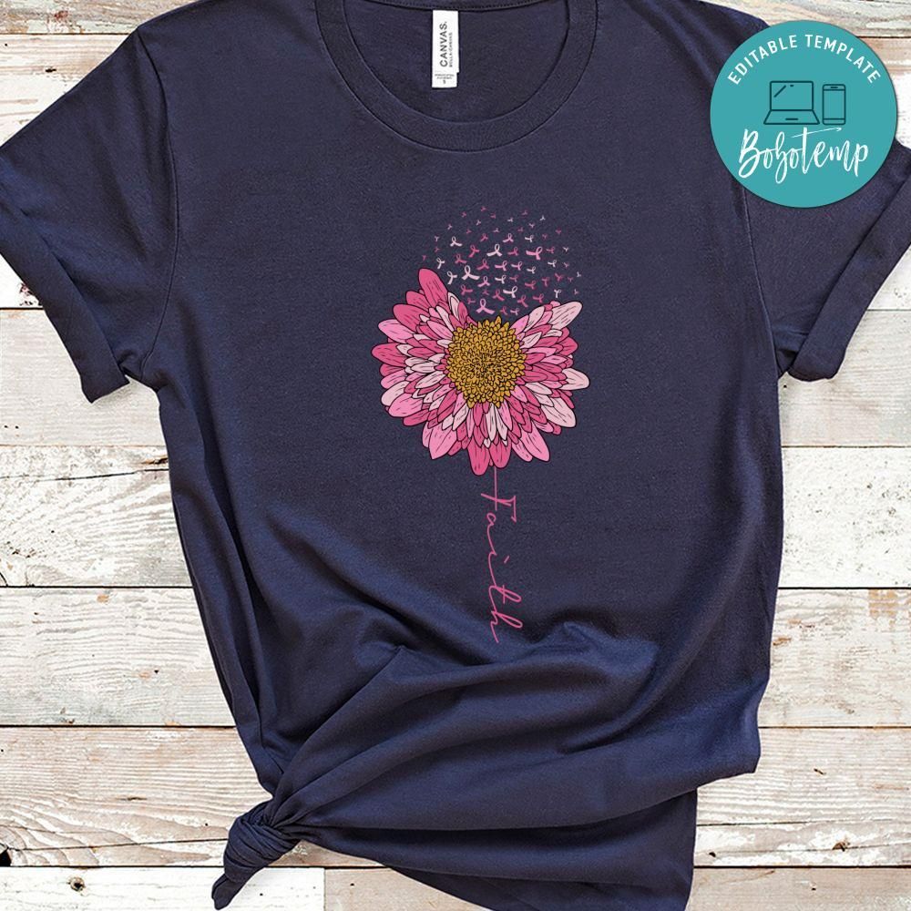 Flower Faith Breast Cancer Awareness Shirt
