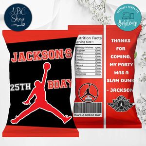 Printable Jordan Birthday Chip Bags Instant Download