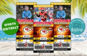 Kansas City Chiefs Ticket Birthday Editable Template DIY