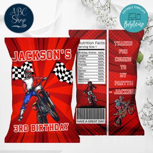 Printable Dirt bike Birthday Chip Bags Instant Download