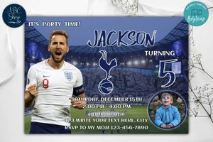 Tottenham Harry Kane Birthday Invitations Template to Print at Home Instant Download
