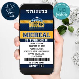Electronic Denver Nuggets Ticket Electronic Invite Birthday Invites Instant Download
