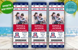 Arizona Wildcats Save The Date Wedding Engagement Announcement Ticket Invitation Instant Download