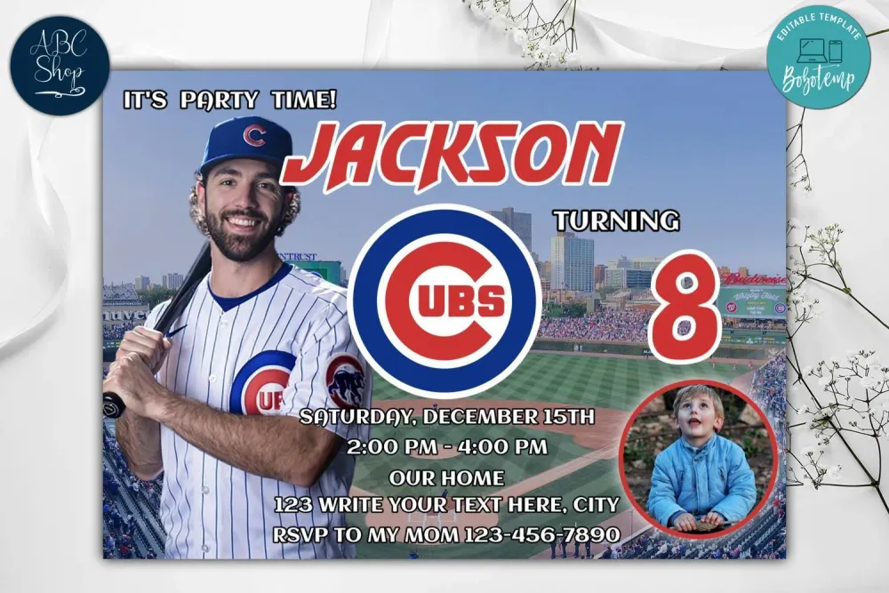 Chicago Cubs Birthday Invitation Instant Download | Bobotemp