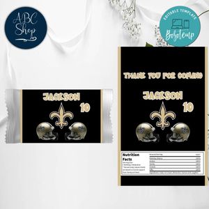 New Orleans Saints Candy Bar Wrapper Digital File Printable Instant Download
