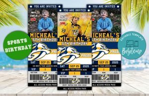 Nashville Predators Ticket Birthday Editable Template Instant Download