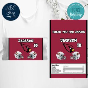 Arizona Cardinals Candy Bar Wrapper Digital File Printable Instant Download