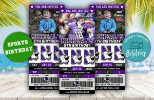 Editable Northwestern Wildcats Birthday Ticket Invitations Instant Download