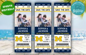 Michigan Wolverines Save The Date Wedding Engagement Announcement Ticket Invitation Instant Download