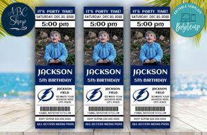 Tampa Bay Lightning Birthday Ticket With Photo Invitation Instant Download