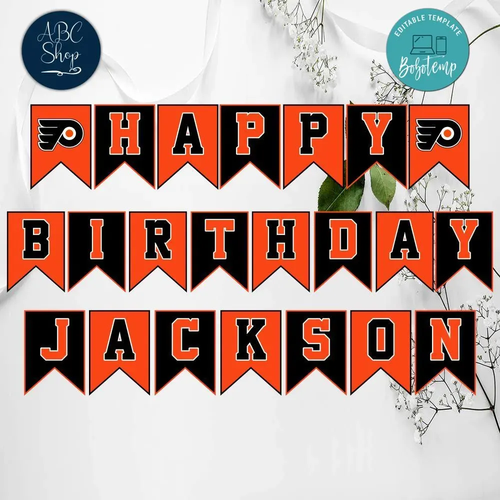 Philadelphia Flyers Birthday Banner Digital Files Bobotemp