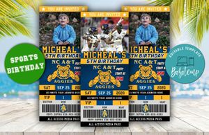 Editable North Carolina A&T Birthday Ticket Invitations Instant Download