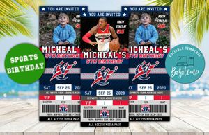 Editable Washington Wizards Birthday Ticket Invite Instant Download