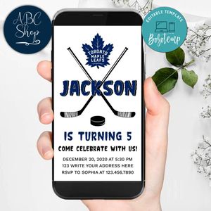 Electronic Toronto Maple Leafs Electronic Invite Birthday Flyer Template Instant Download