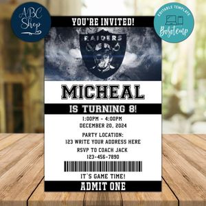 Las Vegas Raiders Birthday Flyer Instant Download