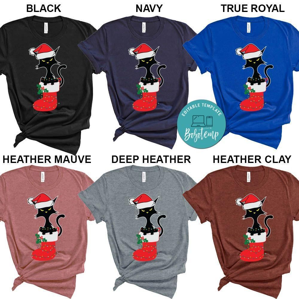 Funny Black Cat Christmas Lights in Sock Shirt