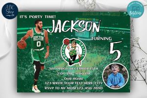 Boston Celtics Birthday Flyer Template to Print at Home Instant Download