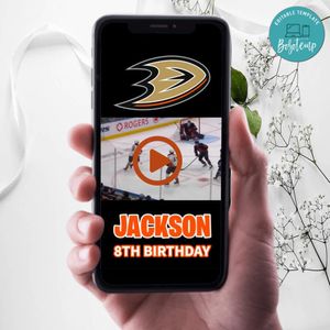 Anaheim Ducks Birthday Video Invitation Digital Template Customizable Instant Download