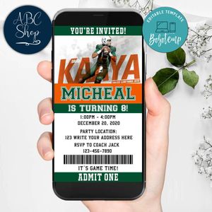 Electronic Miami Hurricanes Electronic Invite Birthday Invitations Instant Download