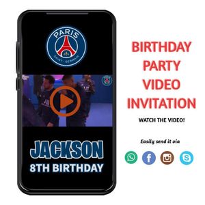 PSG Birthday Video Invitation Digital Template Customizable Instant Download