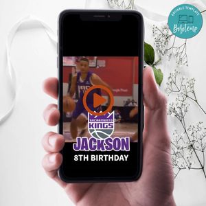 Sacramento Kings Birthday Video Invitation Digital Template Customizable Instant Download