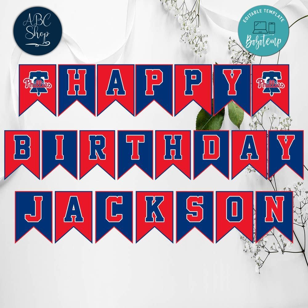 Philadelphia Phillies Birthday Banner Instant Download | Bobotemp