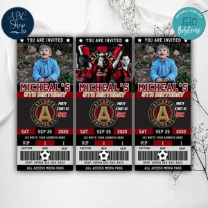 Printable Atlanta United FC Birthday Ticket Invites Instant Download