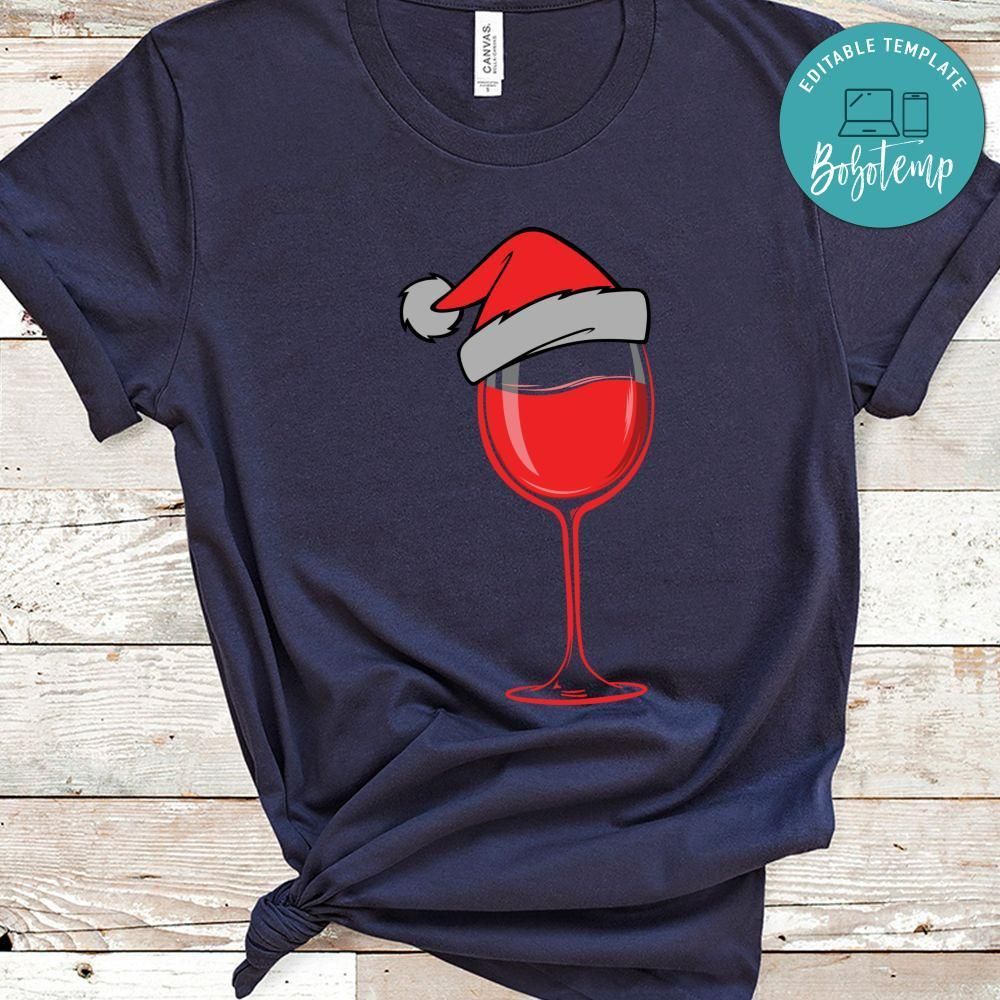Christmas Wine Glasses With Santa Hat Shirt