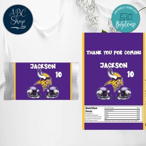 Minnesota Vikings  Candy Bar Wrapper Digital File Printable Instant Download