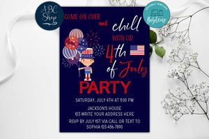 Printable 4th of July Party Invitation Instant Download