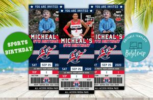 Editable Washington Wizards Birthday Ticket Invitation Instant Download