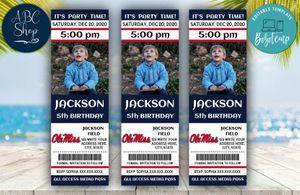 Printable Ole Miss Rebels Birthday Ticket With Photo Invitation Instant Download