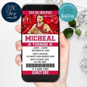 Electronic Chicago Bulls Ticket Electronic Invite Birthday Invitations Instant Download