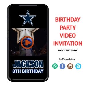 Ezekiel Elliott Birthday Video Invitation Digital Template Customizable Instant Download