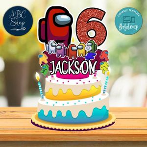 Among US Birthday Cake Topper Template Printable Instant Download