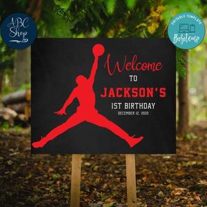Printable Jordan Birthday Welcome Sign Instant Download