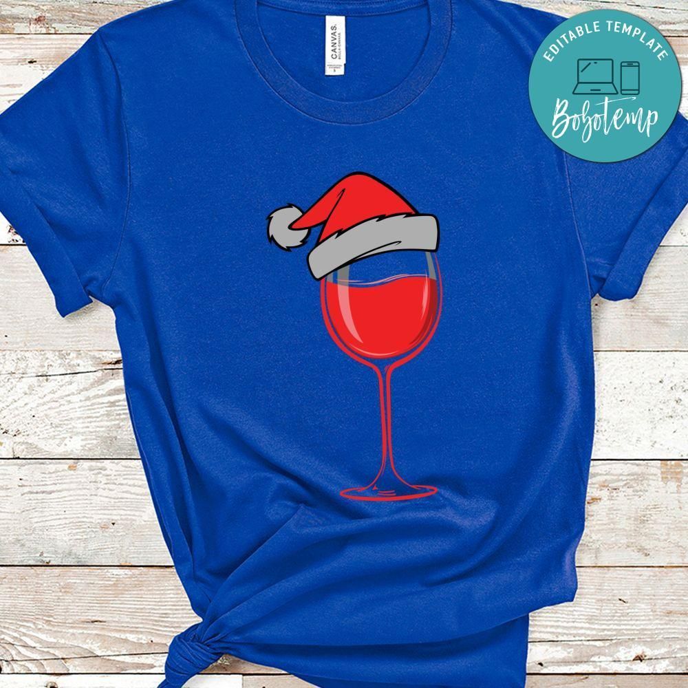 Christmas Wine Glasses With Santa Hat Shirt