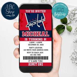 Electronic Washington Capitals Ticket Electronic Invite Birthday Invites Instant Download